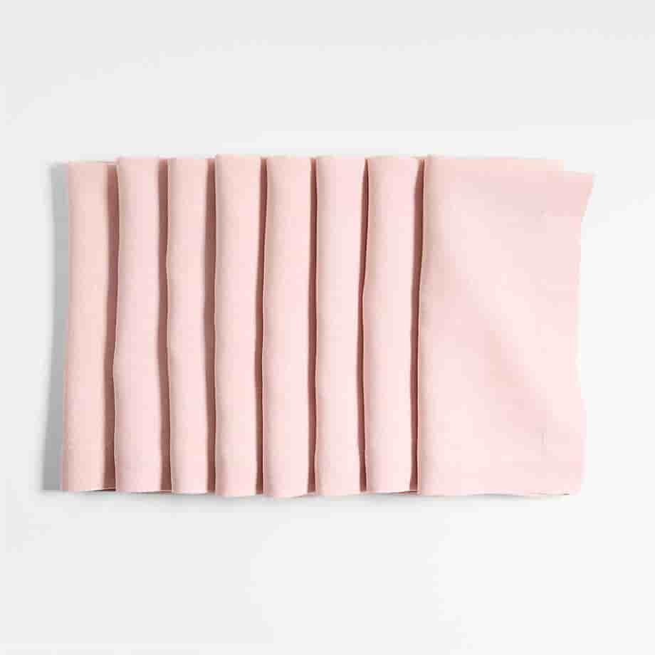 Marin Spring Pink Natural Knitted Linen Napkins Set of 8
