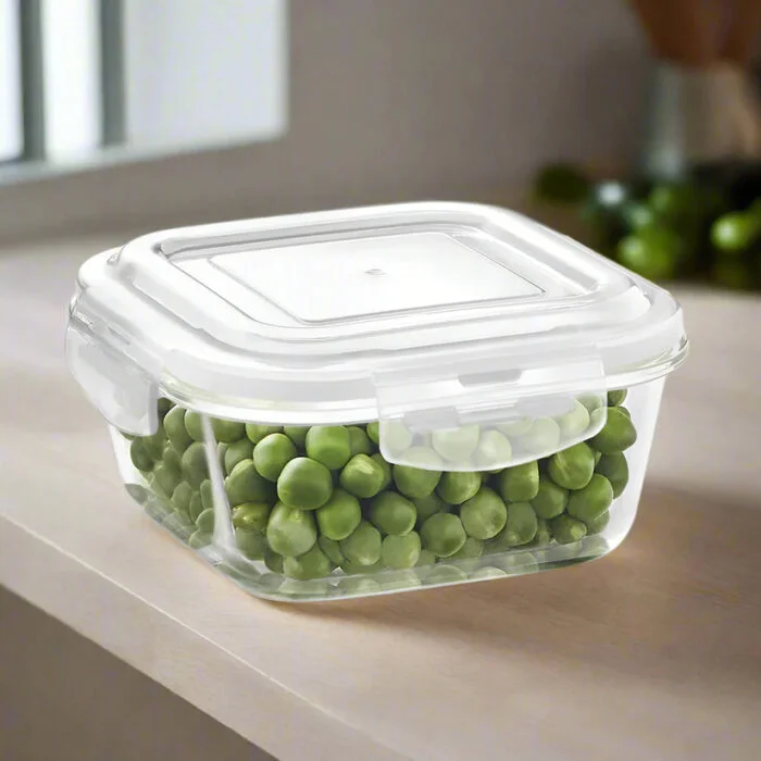 Borosil Tuff-Glass Klip n Store, Square Container | 320ml, 520ml, 800ml, 1L