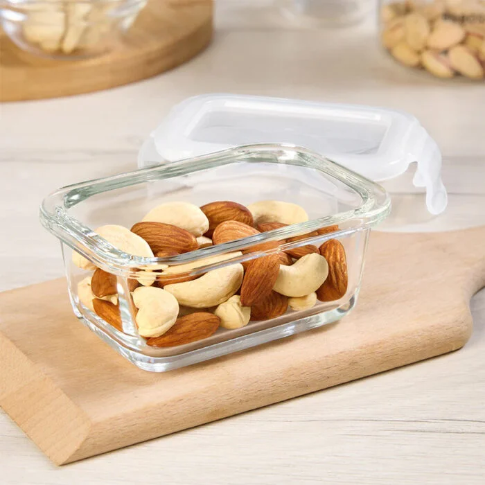 Borosil Tuff-Glass Klip n Store, Rectangular Container | 120ml, 370ml, 640ml, 1.04L, 1.52L, 2L