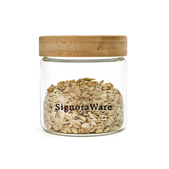 Signoraware Glaze Round Glass Jar with Bamboo Lid | 70ml – 1200ml Storage Jars