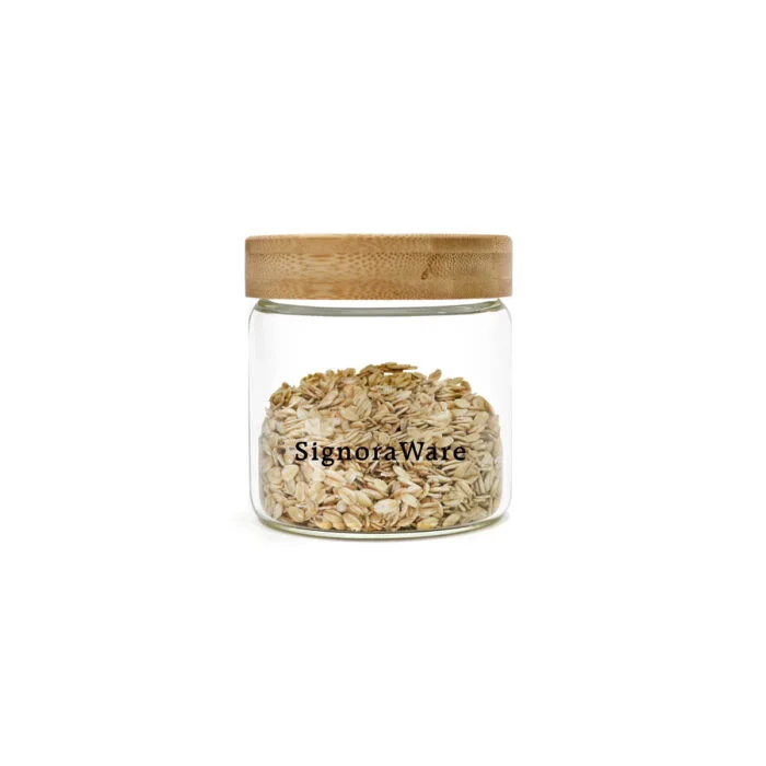 Signoraware Glaze Round Glass Jar with Bamboo Lid | 70ml – 1200ml Storage Jars