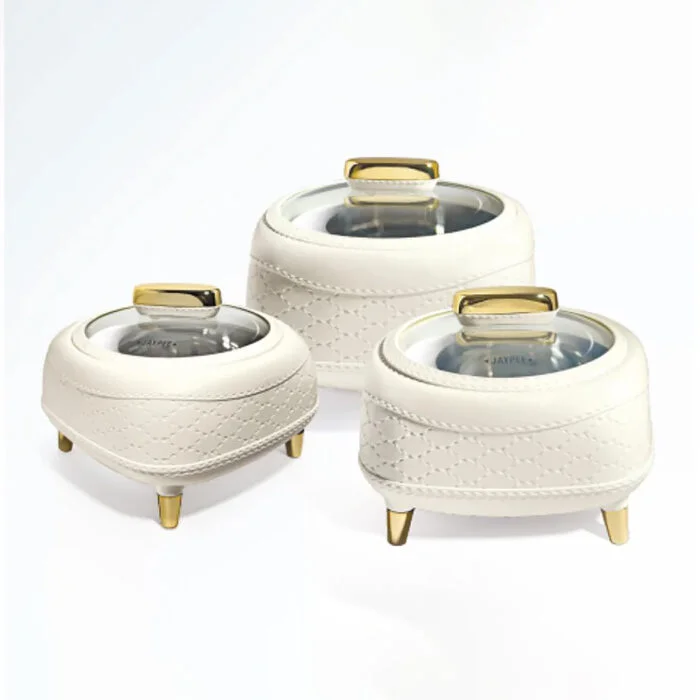 Jaypee Kingston Klass Insulated Casserole Set with Glass Lid | Set of 3 Pcs