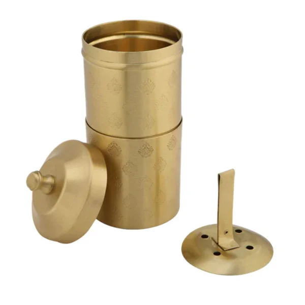 LaCoppera Antique Gold Brass Coffee Filter Set | Coffee Dabra Cup and Bowl Set | Set of 5 Pcs