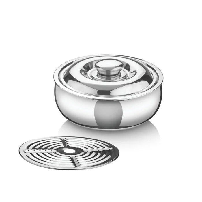 Signoraware Casserole Serving Bowl Container with Coaster, Insulated Stainless Steel with Insulated Steel Lid | Stainless Steel Casserole (1000ml)