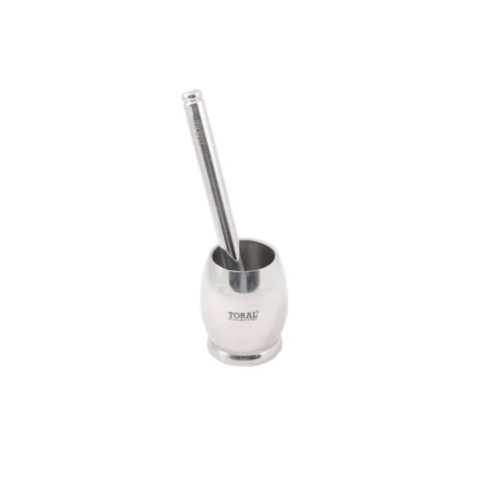 Toral Dholak Shape Stainless Steel Khalbatta | Mortar & Pestle | Silver | 1 Pc
