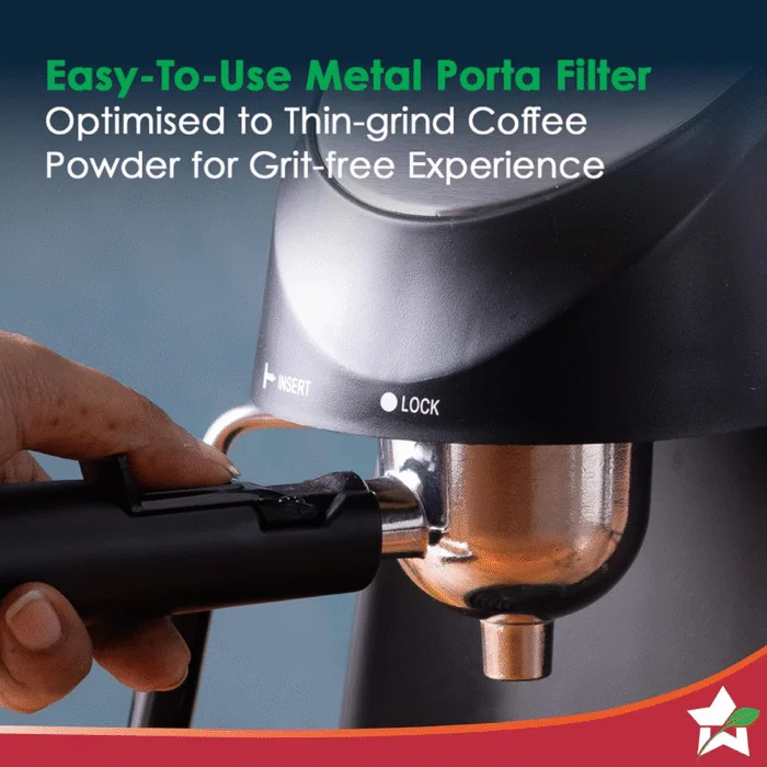 Wonderchef Regenta Espresso Coffee Maker, 5-bar with Steamer, Make Espressos, Cappuccinos & Lattes at Home, With Steamer, Metal Porta Filter, Temperature Dial, 2 Years Warranty