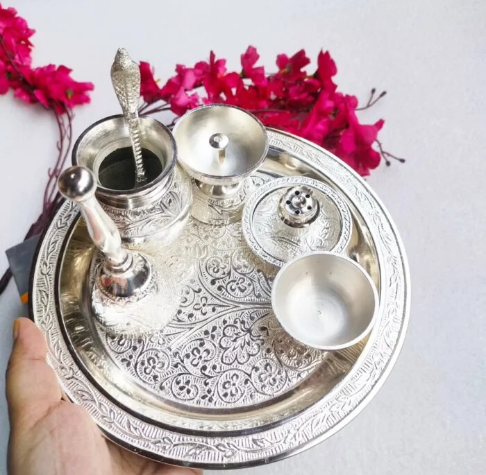 German Sliver Pooja Thali – 8 Inch